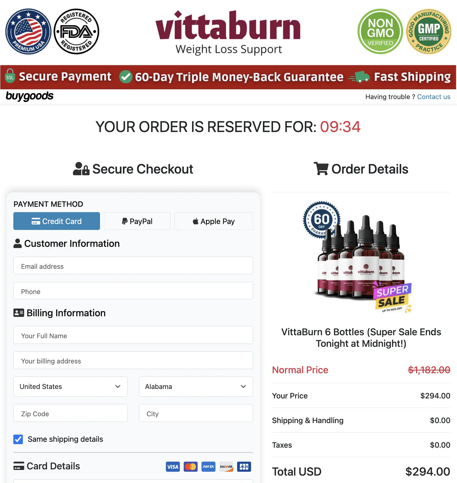 VittaBurn Weight Management Health — Front Label